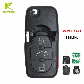 KEYECU Kokkuklapitavad Remote Key 3+1 Nuppu 315MHz 1J0 959 753 F Koos ID48 Kiip Volkswagen Jetta Beetle Passat Golf 1998-2001