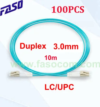 FASO 100TK/Pakk 10m Mitmemoodiline OM3 Optical Fiber Optic Patch Cord LC/UPC Duplex 3.0 mm Jumper Optiline Patch Kaabel