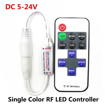 DC 5V 12V 24V 12A Mini RF Wireless LED pult Led Dimmer Juhi Jaoks Ühte Värvi LED Ribad, SMD 5050/3528/5730/3014