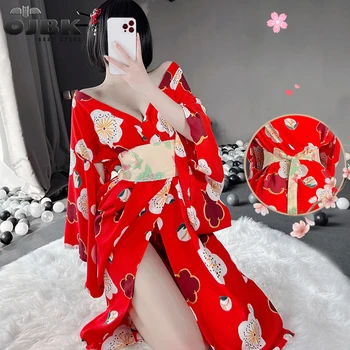 OJBK Naiste Kimono Riideid Pruudi Kaste Kaldus V-Kaeluse Õie Silk Satin Pikk Kimono Hommikumantel Naiste Jaapani Traditsioonilise Stiili