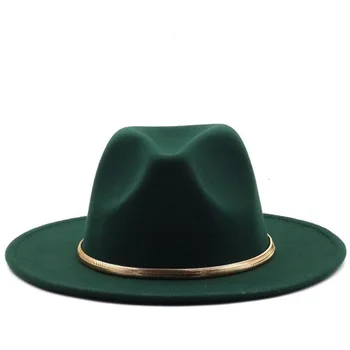 Must/roheline Lai Nokk Lihtne Kiriku Derby Mütsi Panama Tahke Tundsin Fedoras Müts Meestele, Naistele kunstliku villa Segu Jazz Kork
